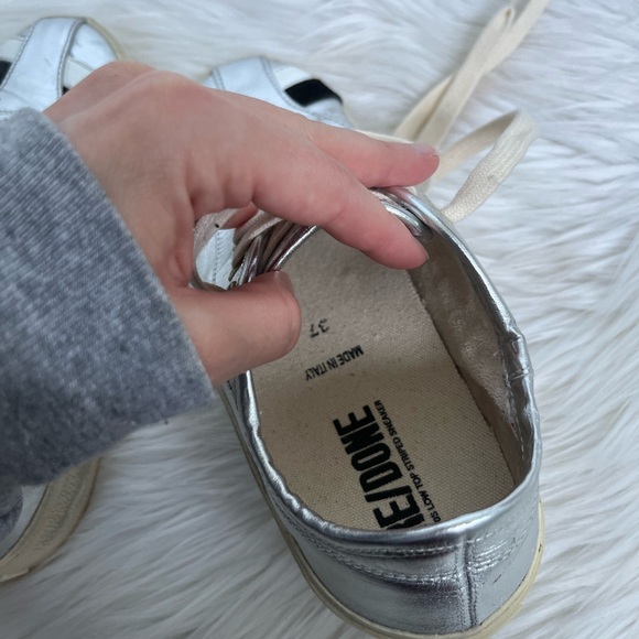 Re/Done 70s Low Top Striped Sneaker Metallic Silver Women’s 7 - Picture 10 of 11